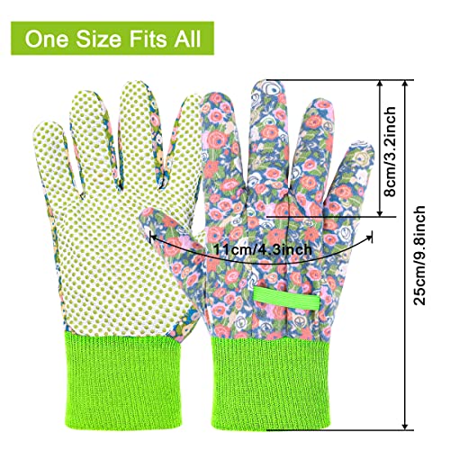 Floral Gardening Gloves for Women (2 Pairs - Light Green Flowers)