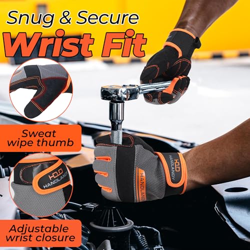 Work Gloves for Men & Women (Orange (1 Pair) / 2X-Large)