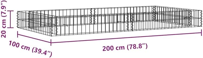 vidaXL Gabion Raised Bed - Durable Galvanized Steel Garden Planter - Proof, Weather- and Easy Assembly - Silver, 78.7"x39.4"x7.9"