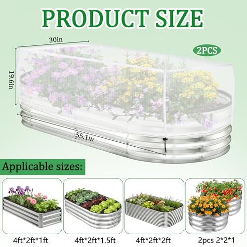 2 Pack Garden Netting for Raised Beds (4 X 2 Ft)