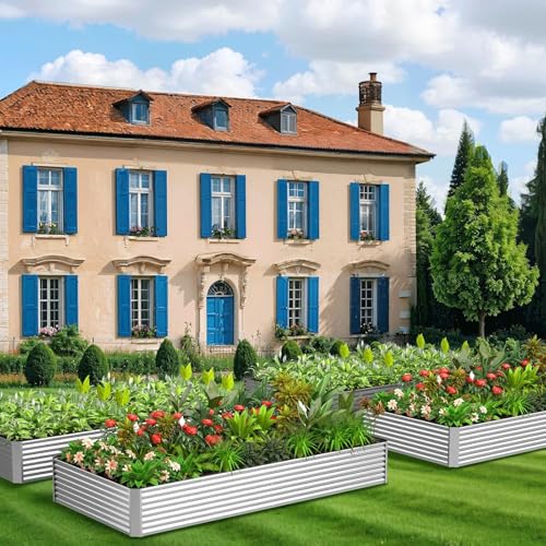 4 Pack 6x3FT Corrugated Galvanized Steel Raised Garden Bed Outdoor (6x3 feet)