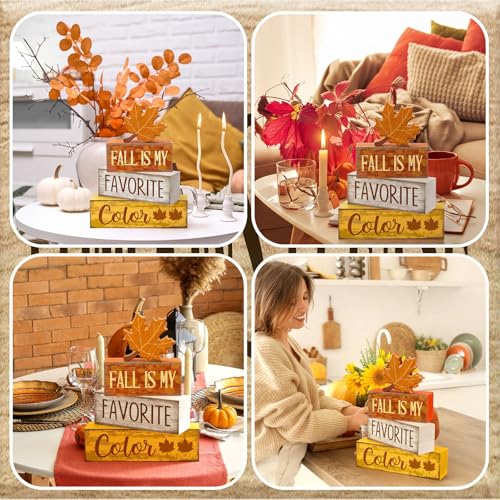 4 Pcs Fall Table Decor Wooden Maple Leaf (Fall Maple Leaf)