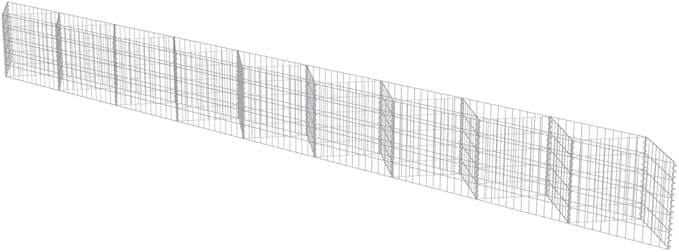 vidaXL Gabion Basket for Garden, Galvanised Steel Gabion Planter, Gabion Raised Bed, High Load Capacity, 248''x11,8x19,7''