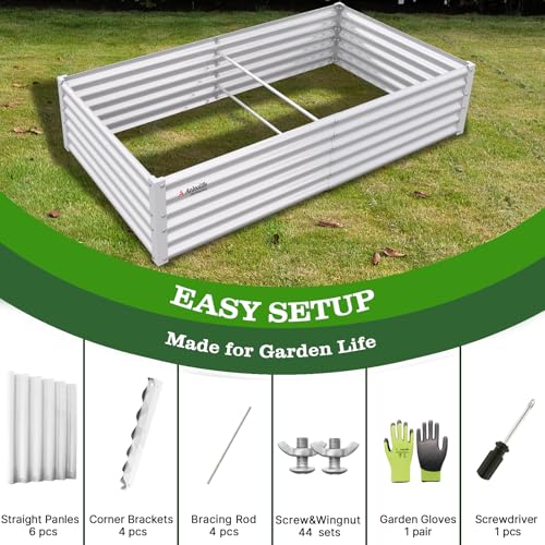 Anleolife 6x3x1.5ft Rectangle Galvanized Raised Garden Bed (Rectangle White / 6×3×1.5ft Tall)