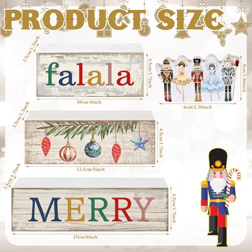 4 Pcs Wooden Nutcracker Block Signs Christmas Farmhouse Decor (Nutcracker Ballet)