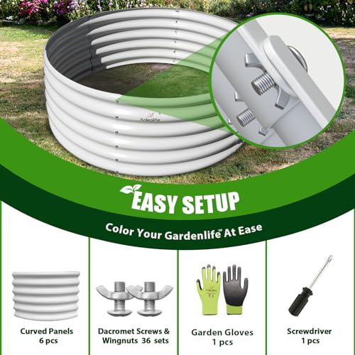 Anleolife 2 Pack 4ft x 18in Round Raised Garden Beds (Round-antique White / 4×1.5ft Tall)