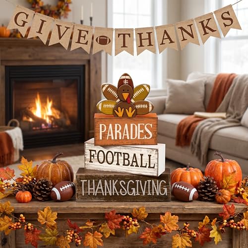 4 Pcs Fall Football Decor (Thanksgiving Football)