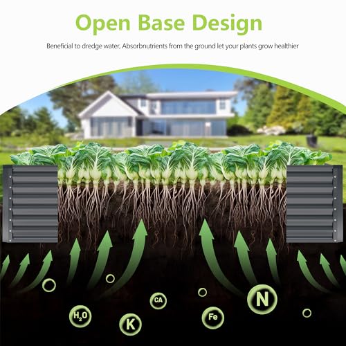 8x2x2FT Galvanized Raised Garden Bed (8x2x2 / Gray)