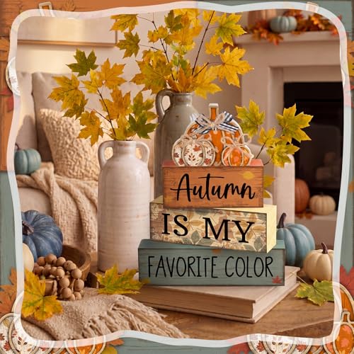 4 Pcs Fall Table Decor Wooden Pumpkins (Fall Harvest)