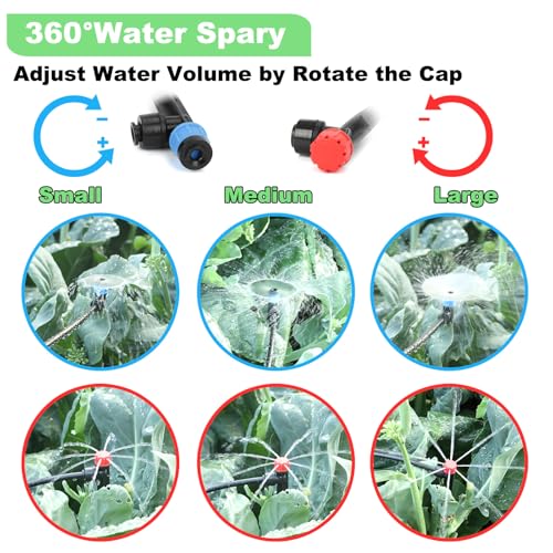 184FT Drip Irrigation System Kit (177FT (46FT 1/2 Inch+131FT 1/4 Inch）)