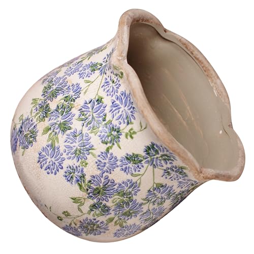 Ceramic Pots for Plants (Antique Blue Meadow)