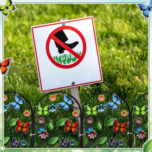 6 Pack Butterfly Garden Fence 16.5" H x 11.8" W Metal Border (Butterfly)