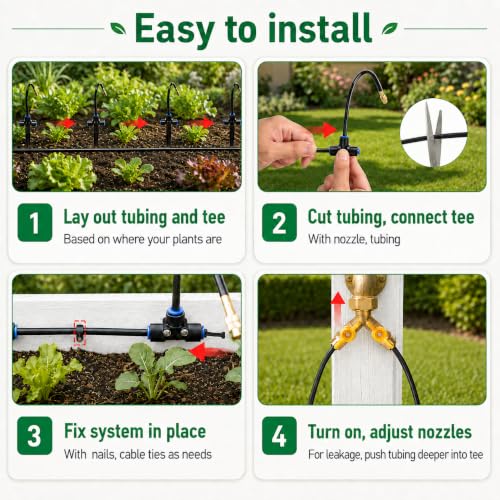 320FT Drip Irrigation System with Brass Splitter & Copper Nozzles (320FT)