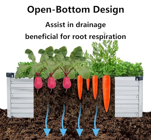 2 Pack 6x3x1FT Galvanized Raised Garden Beds Kit Outdoor Metal Gardening Planter Box for Vegetable Elevated Flower Herbs (Silver(2 Pack) / 6x3x1FT)