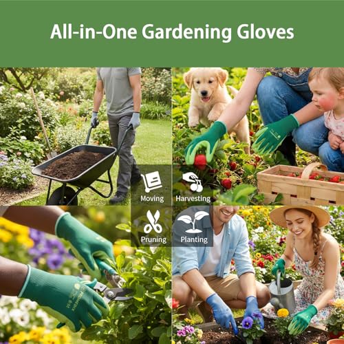 4 Pairs Gardening Gloves for Women & Men (Multicolor / Small)
