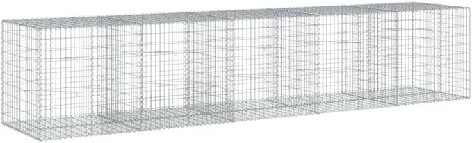 Galvanized Gabion Basket with Cover 196.9"x39.4"x39.4" Metal Raised Garden Bed Planter Box for Outdoor Landscaping, Retaining Walls & Decorative Features