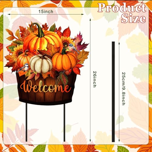 Fall Metal Stakes Yard Decor (Stylish)