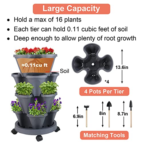 Vertical Planter Tower (Dark Gray / 4 Tier)