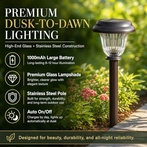 8 Pack Solar Lights Outdoor (8 Pack Brownish-Black)