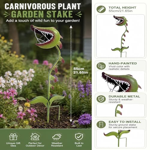 Whimsical Metal Carnivorous Plant Garden Stake (E)