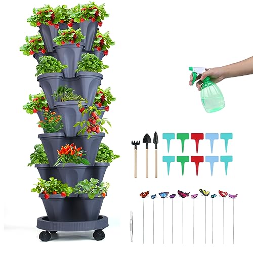 Vertical Planter Tower (Dark Gray / 7 Tier)