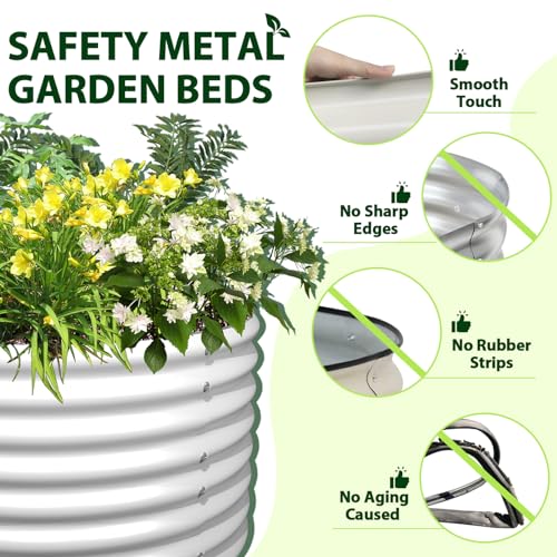 Anleolife 6x3x2ft Oval Deep Root Raised Garden Bed (Oval White / 6×3×2ft Tall)