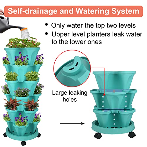 Vertical Planter Tower (Teal / 6 Tier)
