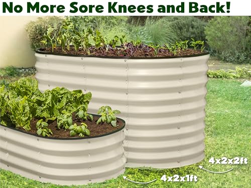 Galvanized Raised Garden Beds Outdoor (White / 4×2×2 Ft)