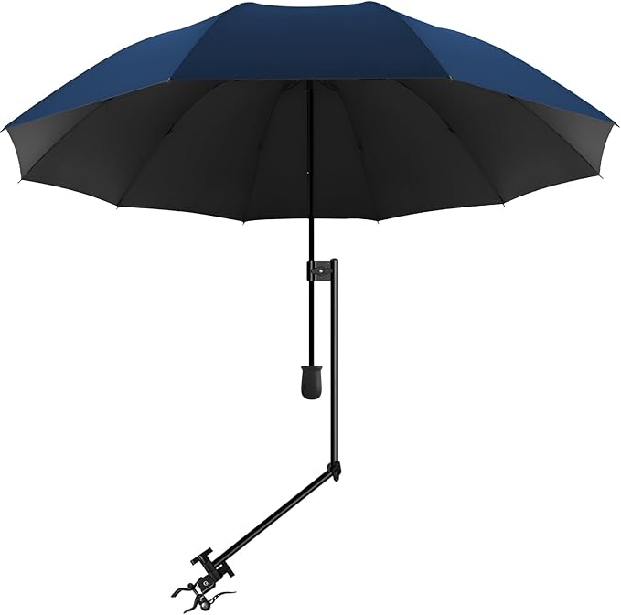 UPF 50+ Beach Umbrella with Adjustable Universal Clamp
