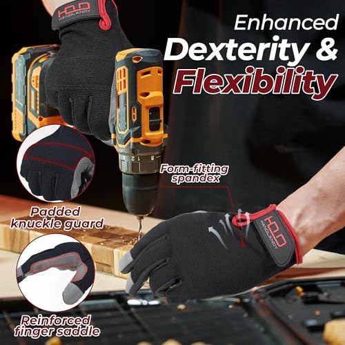 Work Gloves for Men & Women (Black (1 Pair) / Small)