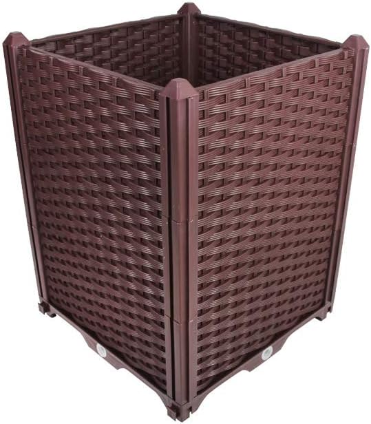 BAOYOUNI Square Raised Garden Bed Kit Indoor Outdoor Plastic Planter Grow Box for Fresh Vegetables, Herbs, Flowers & Succulents, Brown, 15.35'' x 15.35'' x 20.47''