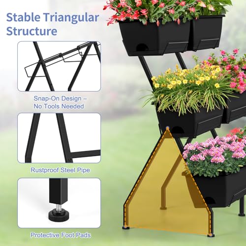 Raised Garden Beds Outdoor with Planter Boxes Vertical Raised Bed with Legs (Black)