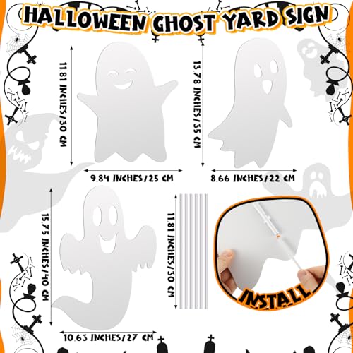 3 Pack Metal Halloween Ghost Decor (Ghost Style / White)