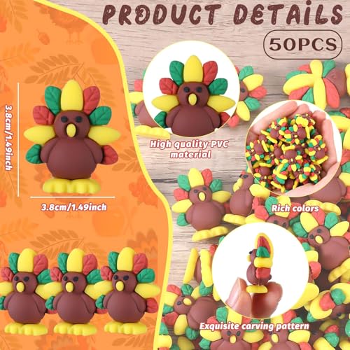 50 Pcs Mini Fall Thanksgiving Turkey Figures Bulks (Thanksgiving Turkey)