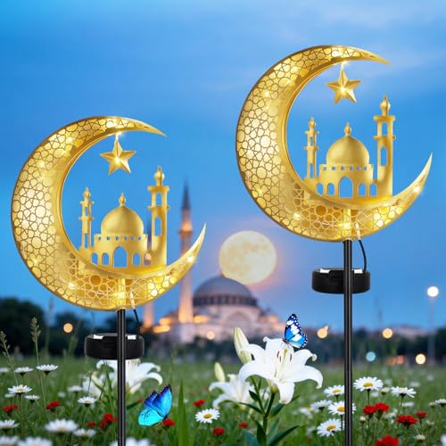 2Pcs Ramadan Solar Lights (Gold A)