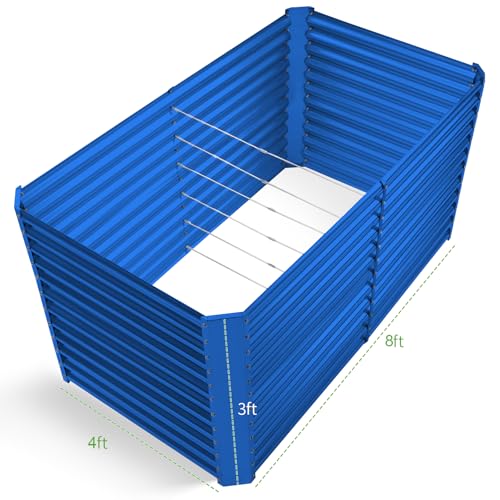 8x4x3ft Rectangular Galvanized Raised Garden Beds (8×4×3ft / Royal Blue)