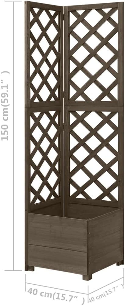 Corner Trellis Planter Gray,Fir Plant Raised Bed Box for Outdoor Climbing Plantation Patio Balcony Decor 15.7"x15.7"x59" Solid Fir Wood