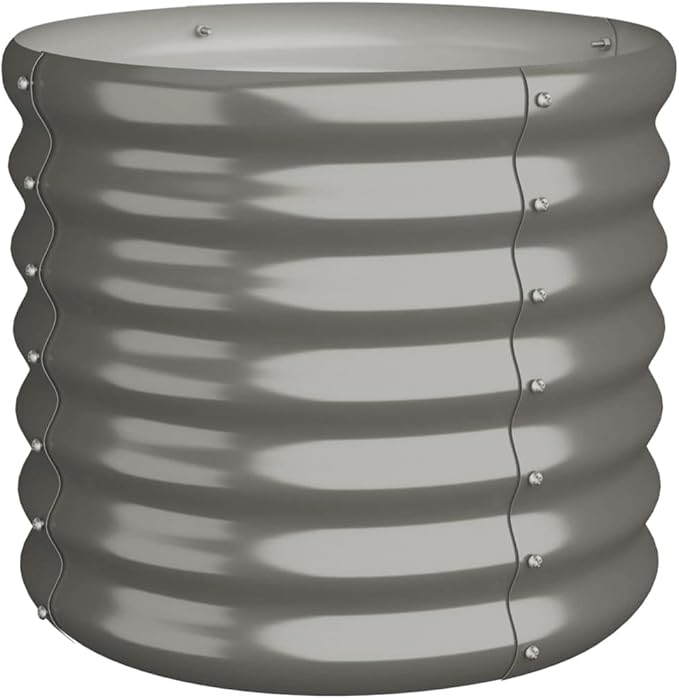 vidaXL Powder-Coated Steel Garden Planter 15.7"x15.7"x14.2" - Durable Outdoor Plant Pot with Ample Space - Weather-Resistant, Gray