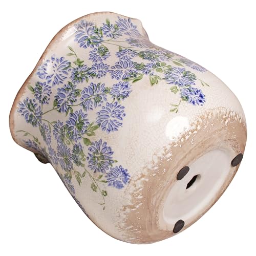 Ceramic Pots for Plants (Antique Blue Meadow)