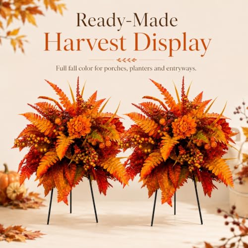 2 Pack Fall Artificial Flowers for Outdoors