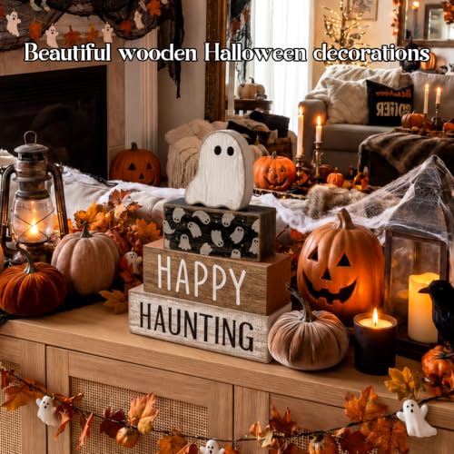4 Pcs Halloween Table Decor for Home (Happy Haunting)
