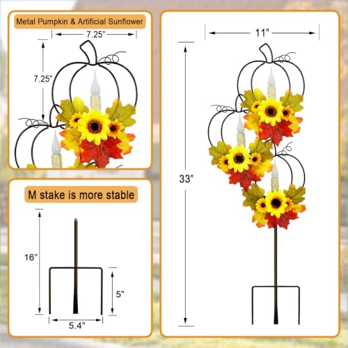 Thanksgiving Solar Lights Outdoor (Rusty-Pumpkin)
