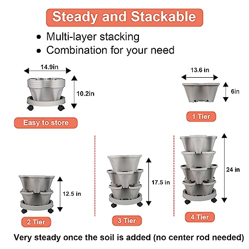 Vertical Planter Tower (Gray / 4 Tier)