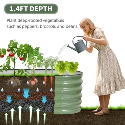 Galvanized Raised Garden Bed Outdoor (Green / 8×2×1.4ft（2pcs）)