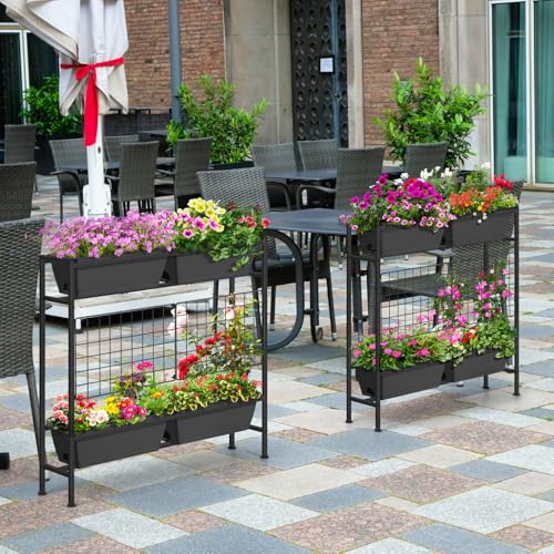 Raised Garden Beds Outdoor with Legs 32" Tall Herb Garden Planters Box Raised Flower Beds for Gardening (Gray)