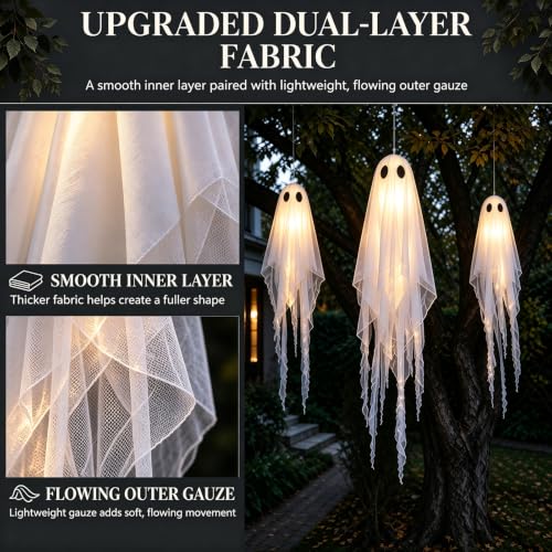 3 Packs Halloween Decorations Outdoor (3PK-HANGING-GHOST)