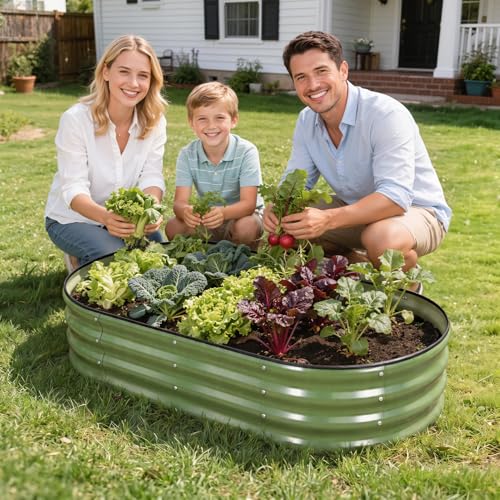Galvanized Raised Garden Bed Outdoor (Green / 4×2×1ft（4pcs）)