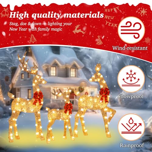 48 Inch 2.5D Gold Lighted Christmas Deer Decorations 3 (SDL-2D-001)