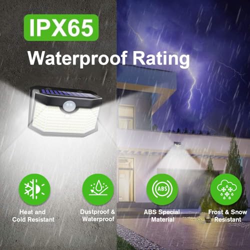 120 LED Solar Lights Outdoor with Motion Sensor (Black / 1 Pack)