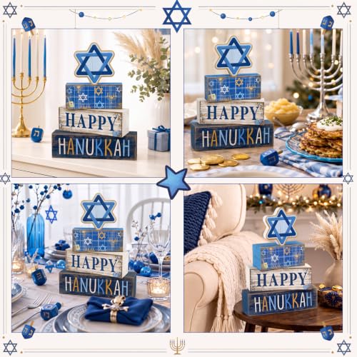 4 Pcs Hanukkah Table Decorations for Home (Happy Hanukkah)